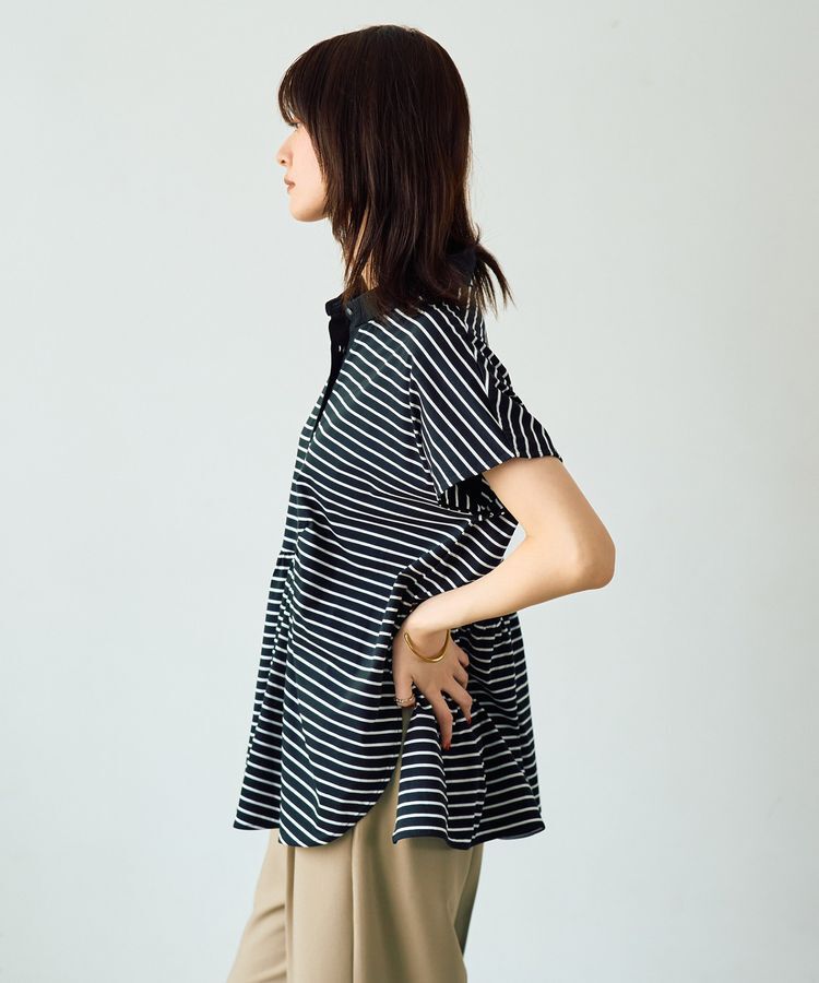 YECCA VECCA「アシメボーダーポロシャツ」|Tシャツ・カットソー|
