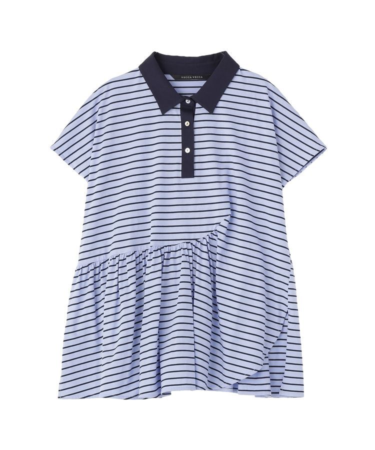 YECCA VECCA「アシメボーダーポロシャツ」|Tシャツ・カットソー|