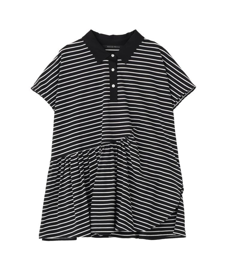 YECCA VECCA「アシメボーダーポロシャツ」|Tシャツ・カットソー|