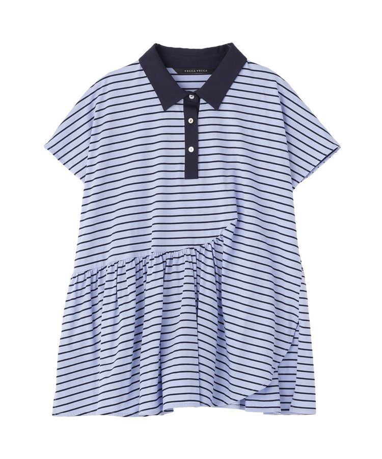 YECCA VECCA「アシメボーダーポロシャツ」|Tシャツ・カットソー|