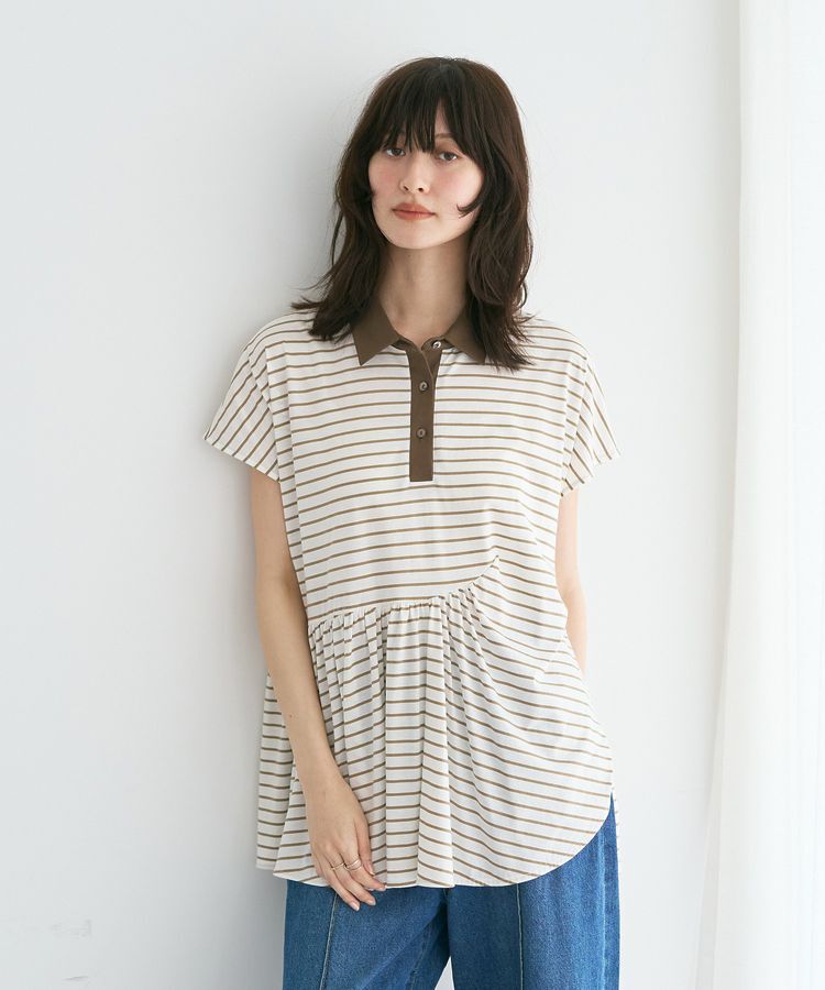 YECCA VECCA「アシメボーダーポロシャツ」|Tシャツ・カットソー|