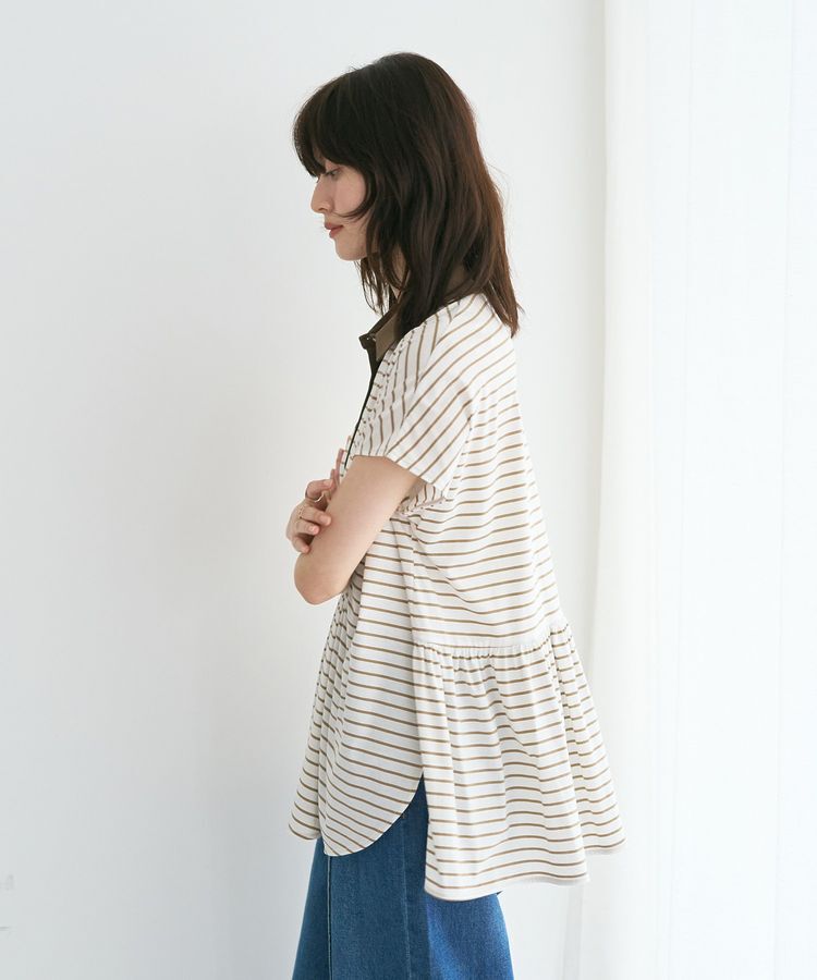 YECCA VECCA「アシメボーダーポロシャツ」|Tシャツ・カットソー|