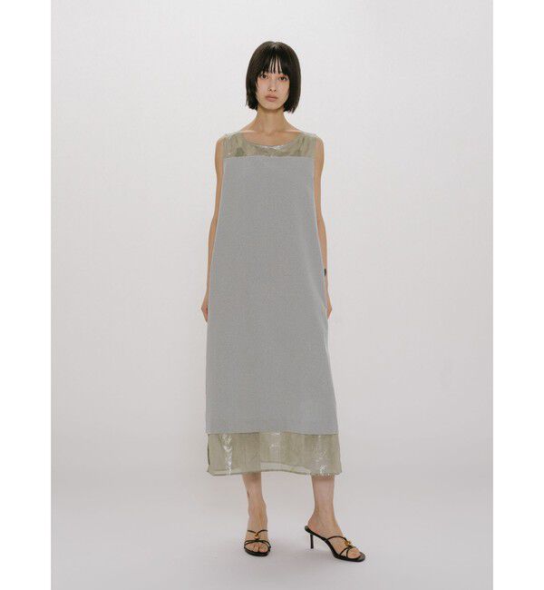 MIDIUMISOLID「MIDIUMISOLID for Ladies 箔プリントオーガンジーノースリーブワンピース」|ワンピース|
