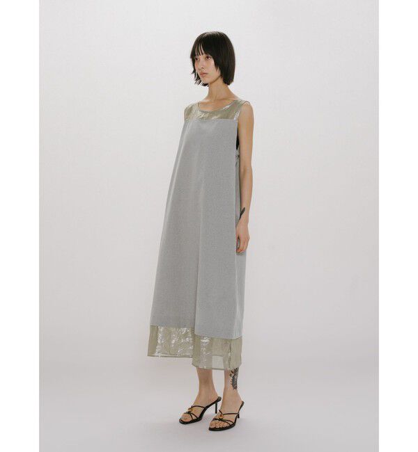 MIDIUMISOLID「MIDIUMISOLID for Ladies 箔プリントオーガンジーノースリーブワンピース」|ワンピース|