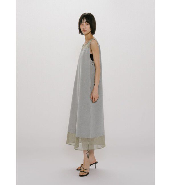 MIDIUMISOLID「MIDIUMISOLID for Ladies 箔プリントオーガンジーノースリーブワンピース」|ワンピース|