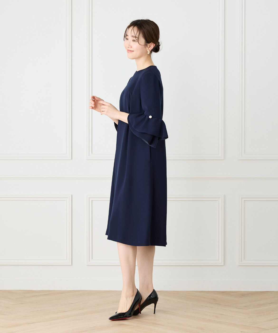 Maglie le cassetto「《M Maglie le cassetto》袖フリルフレアワンピース」|ワンピース|