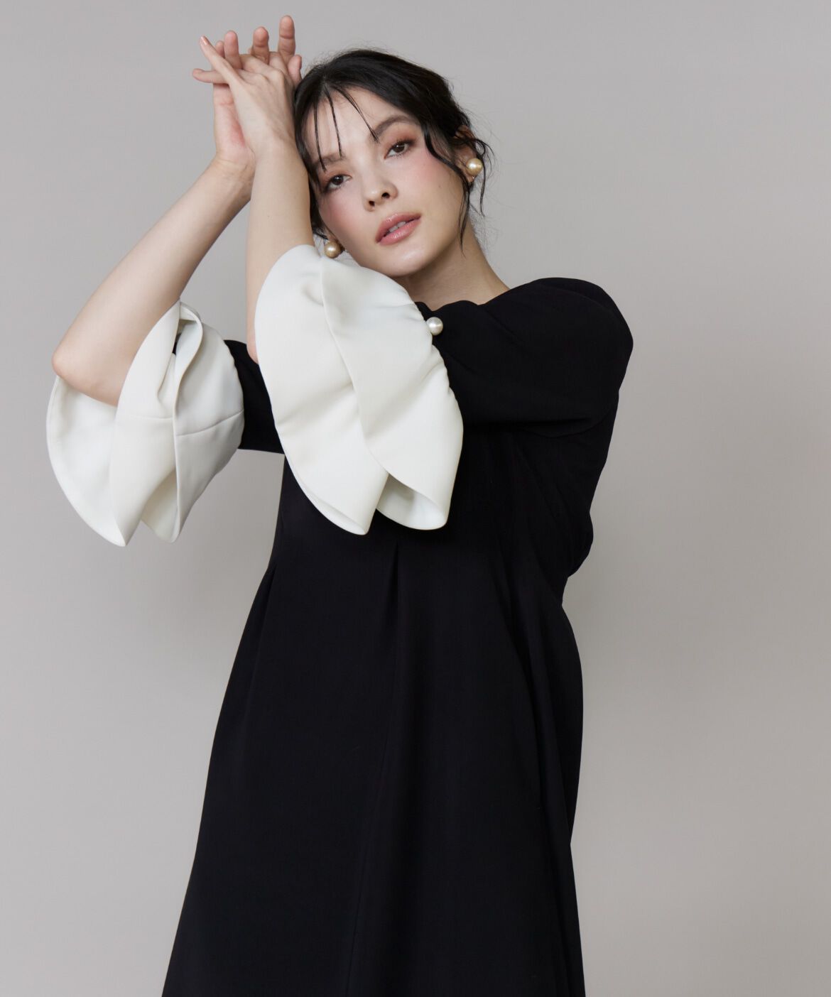 Maglie le cassetto「《M Maglie le cassetto》袖フリルフレアワンピース」|ワンピース|