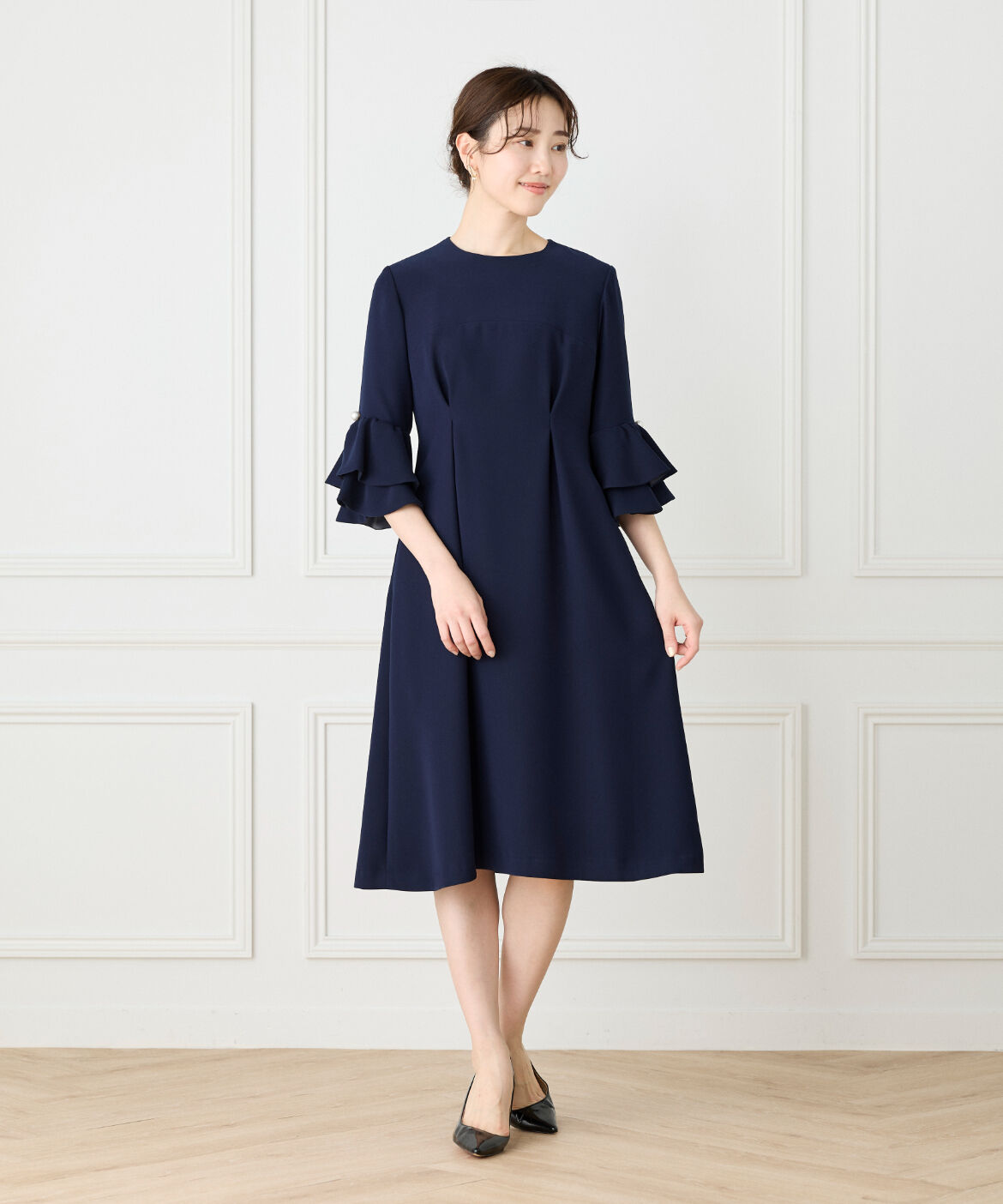 Maglie le cassetto「《M Maglie le cassetto》袖フリルフレアワンピース」|ワンピース|
