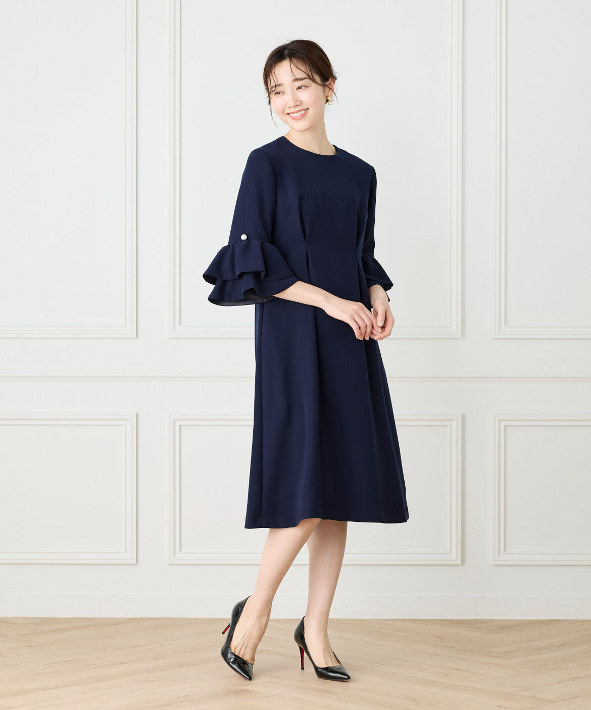 Maglie le cassetto「《M Maglie le cassetto》袖フリルフレアワンピース」|ワンピース|