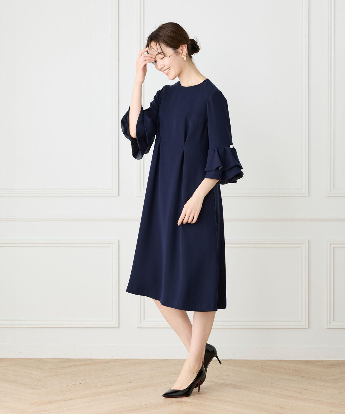 Maglie le cassetto「《M Maglie le cassetto》袖フリルフレアワンピース」|ワンピース|
