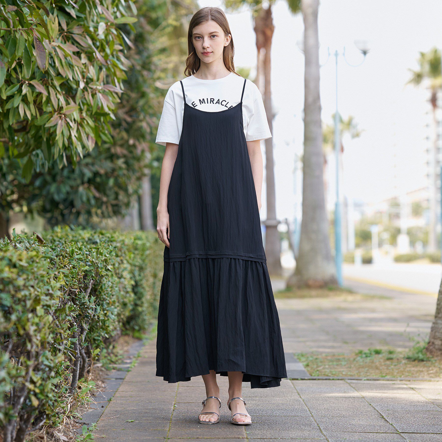 DRESSTERIOR「【ウォッシャブル】ワッシャーボリュームフレアキャミワンピース」|ワンピース|