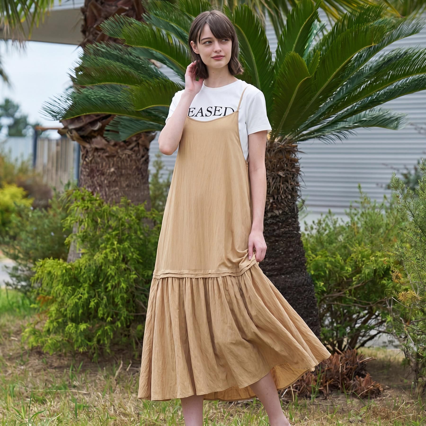 DRESSTERIOR「【ウォッシャブル】ワッシャーボリュームフレアキャミワンピース」|ワンピース|