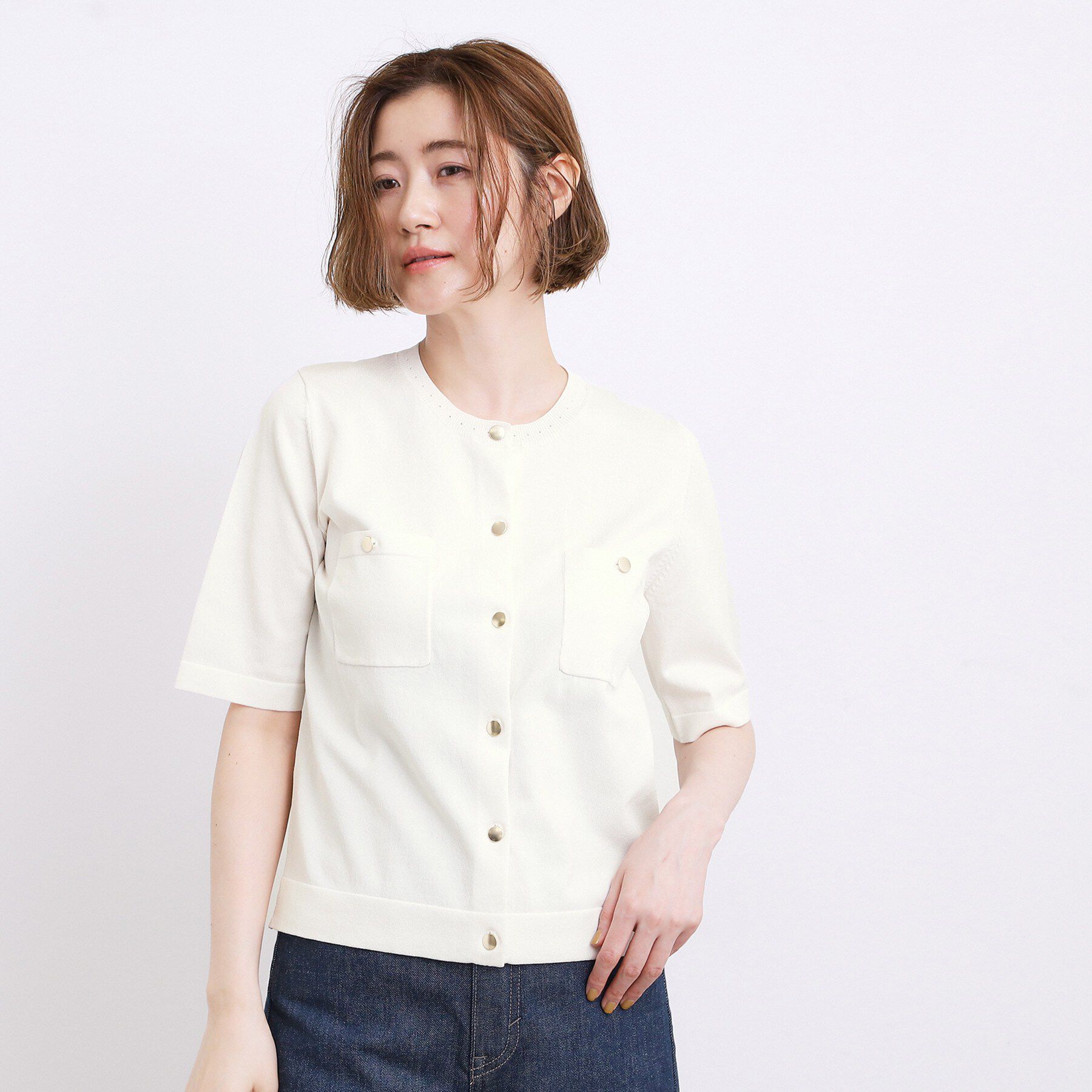 grove「【ひんやり・UV・洗濯機◎】上品コットン混カーディガン」|カーディガン|