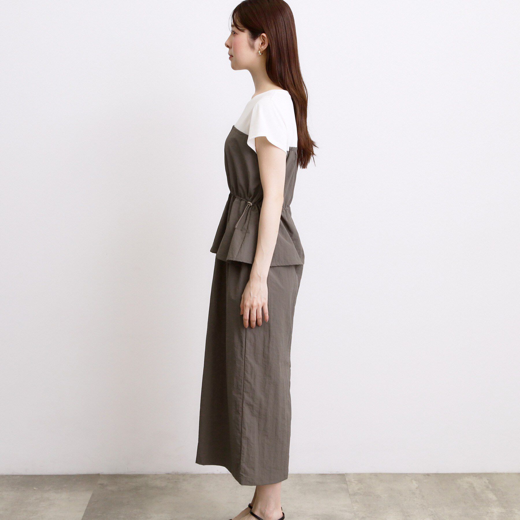 grove「【低身長さんも選べる着丈・洗濯機◎】1枚で旬顔！Tシャツドッキングドロストワンピース」|ワンピース|