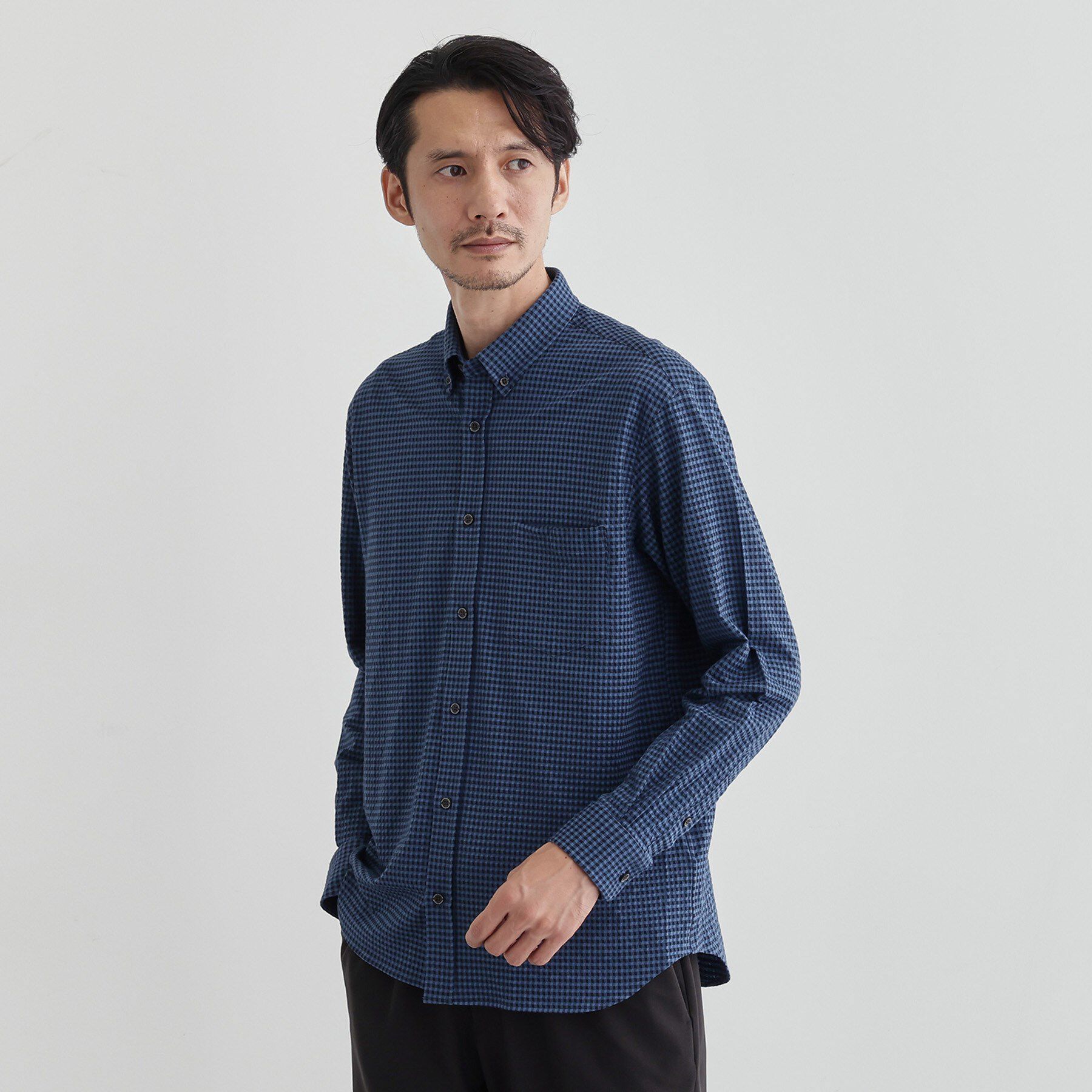 TAKEO KIKUCHI「【抗菌防臭/シーズンレス】シアサッカーギンガムチェック ストレッチシャツ」|シャツ・ブラウス|