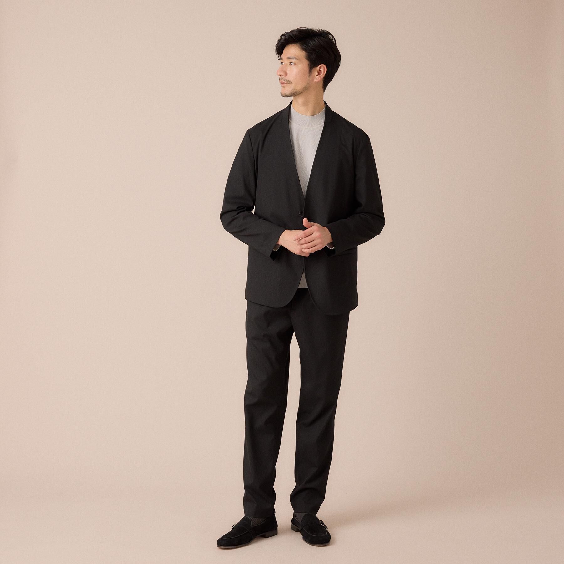 TAKEO KIKUCHI「【ON／OFF兼用】CARREMANファブリック ノーカラージャケット」|ノーカラージャケット|