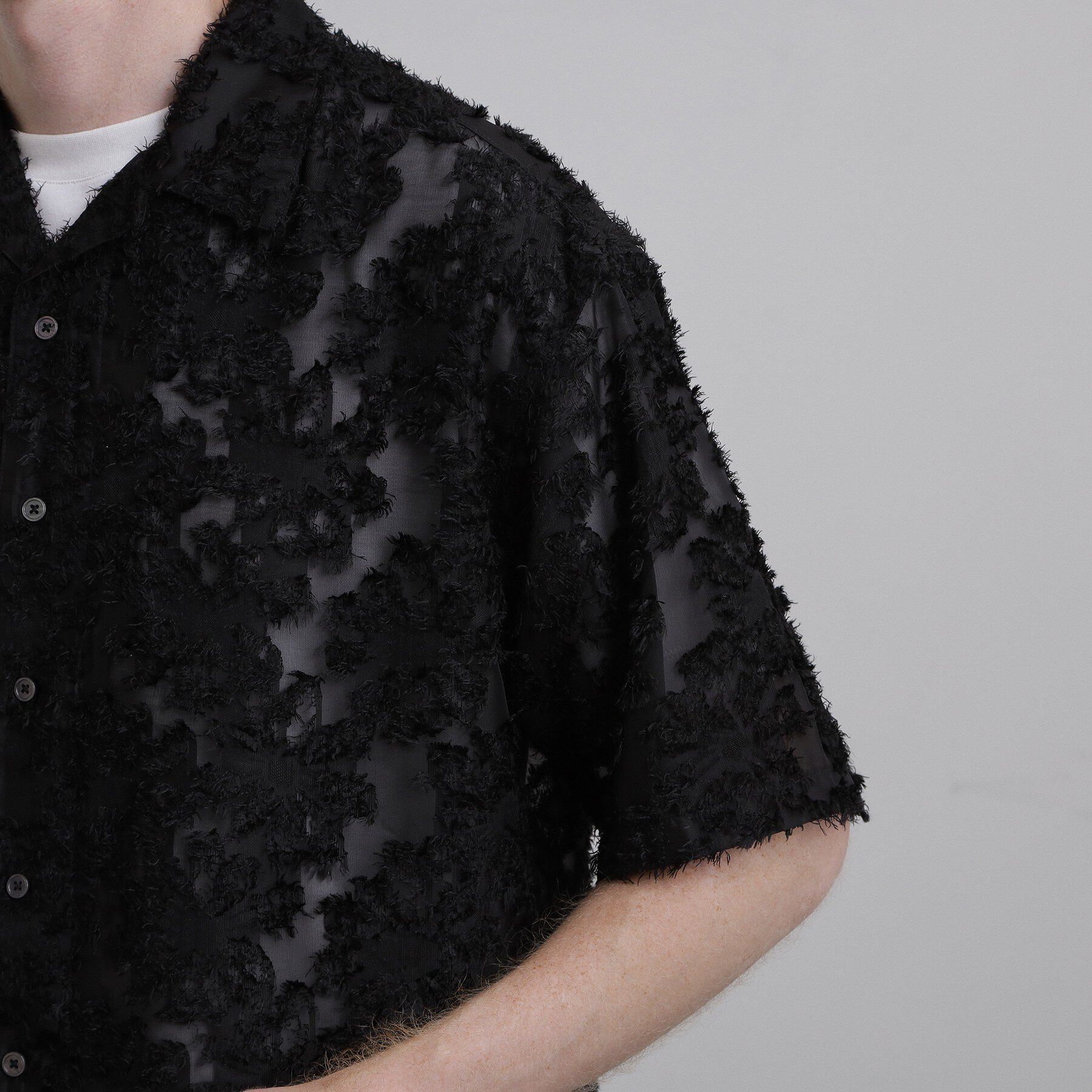 tk.TAKEO KIKUCHI「【26SSトレンドの商品】シアーフラワーシャツ/フラワーデザイン/通気性/レース/透け感/トレンド」|シャツ・ブラウス|
