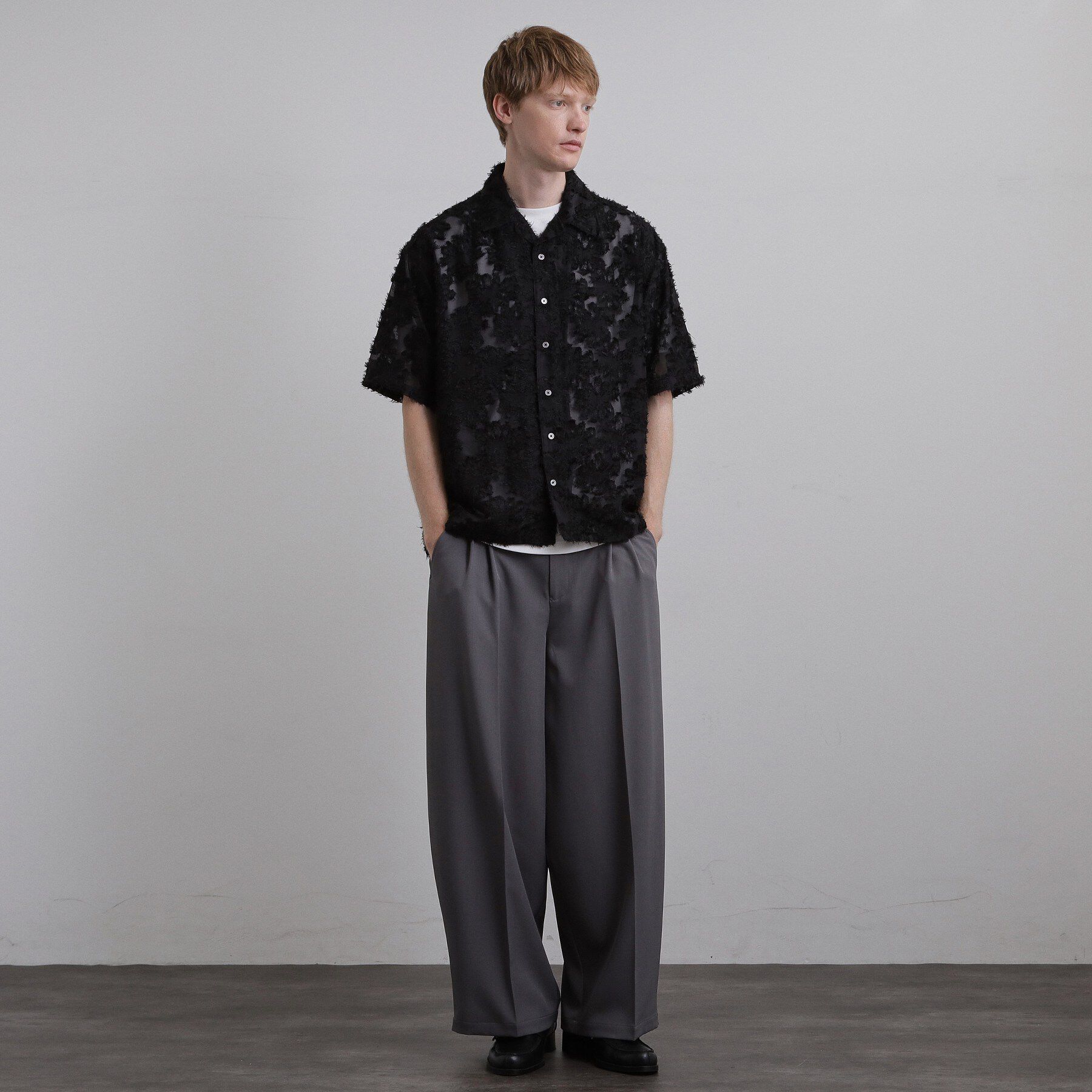 tk.TAKEO KIKUCHI「【26SSトレンドの商品】シアーフラワーシャツ/フラワーデザイン/通気性/レース/透け感/トレンド」|シャツ・ブラウス|