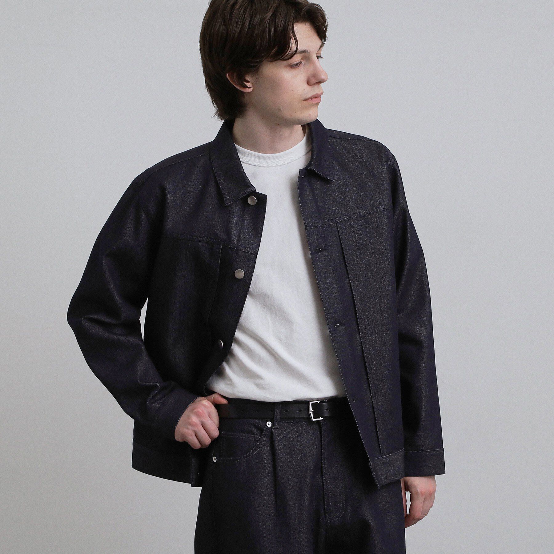 tk.TAKEO KIKUCHI「【色褪せしにくいデニム/セットアップ対応可】Comfy Fadeless Denim Seriesデ」|ブルゾン・スタジャン|ネイビー(094)