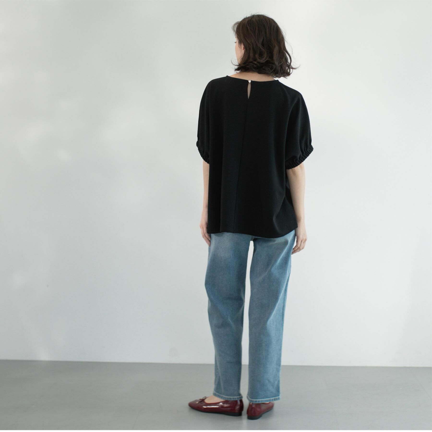 OPAQUE.CLIP「ギャザードルマンスリーブトップス【UV／吸水速乾／洗濯機洗い可】」|Tシャツ・カットソー|