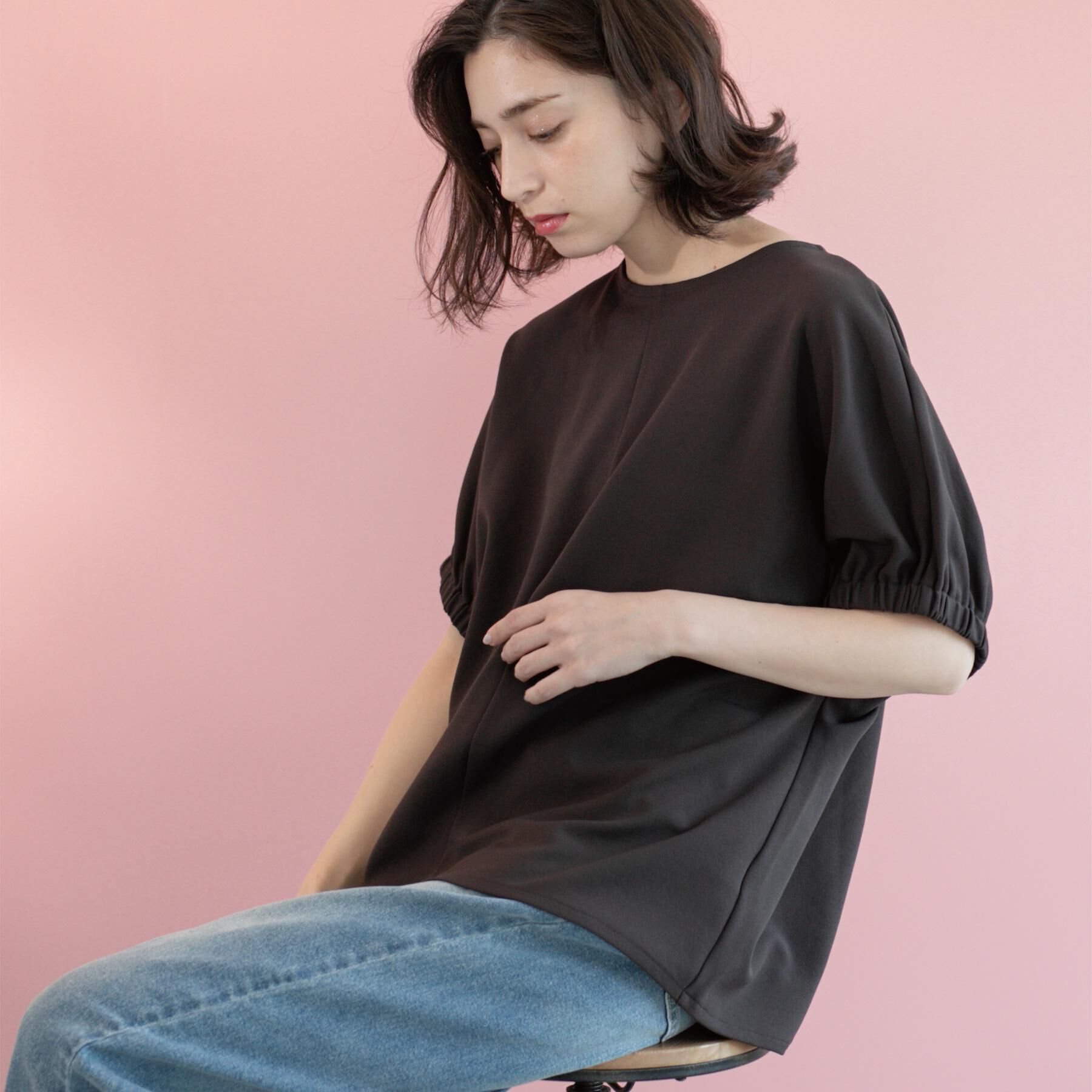 OPAQUE.CLIP「ギャザードルマンスリーブトップス【UV／吸水速乾／洗濯機洗い可】」|Tシャツ・カットソー|