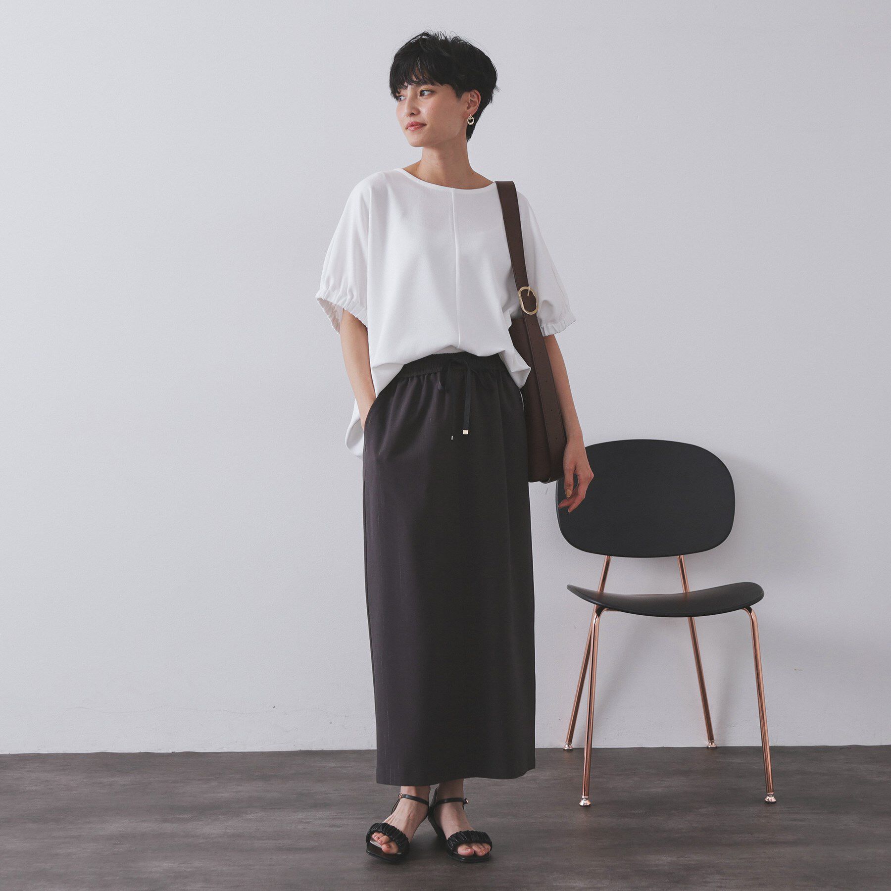 OPAQUE.CLIP「ギャザードルマンスリーブトップス【UV／吸水速乾／洗濯機洗い可】」|Tシャツ・カットソー|