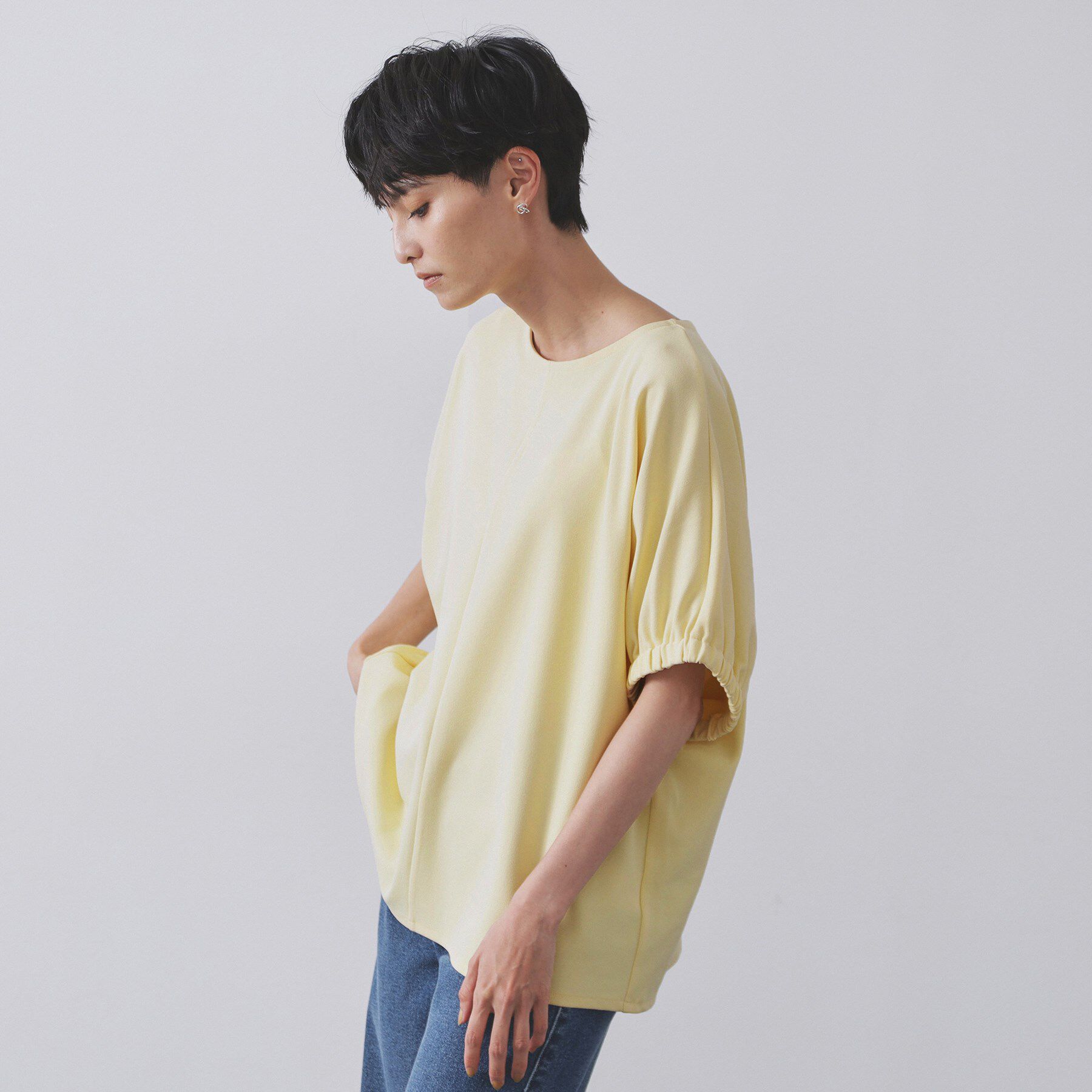 OPAQUE.CLIP「ギャザードルマンスリーブトップス【UV／吸水速乾／洗濯機洗い可】」|Tシャツ・カットソー|