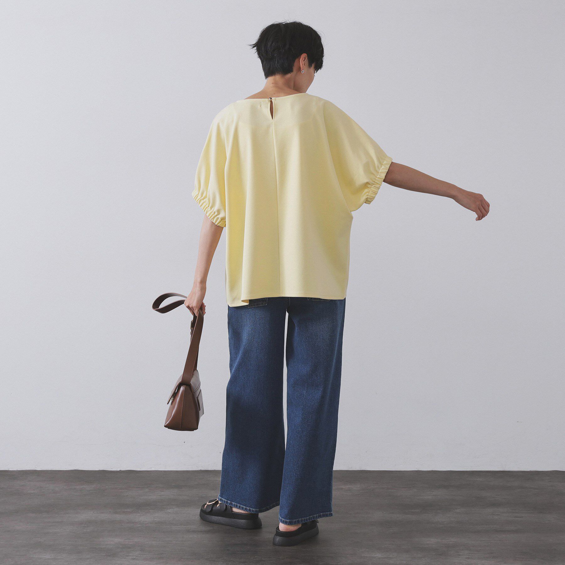 OPAQUE.CLIP「ギャザードルマンスリーブトップス【UV／吸水速乾／洗濯機洗い可】」|Tシャツ・カットソー|
