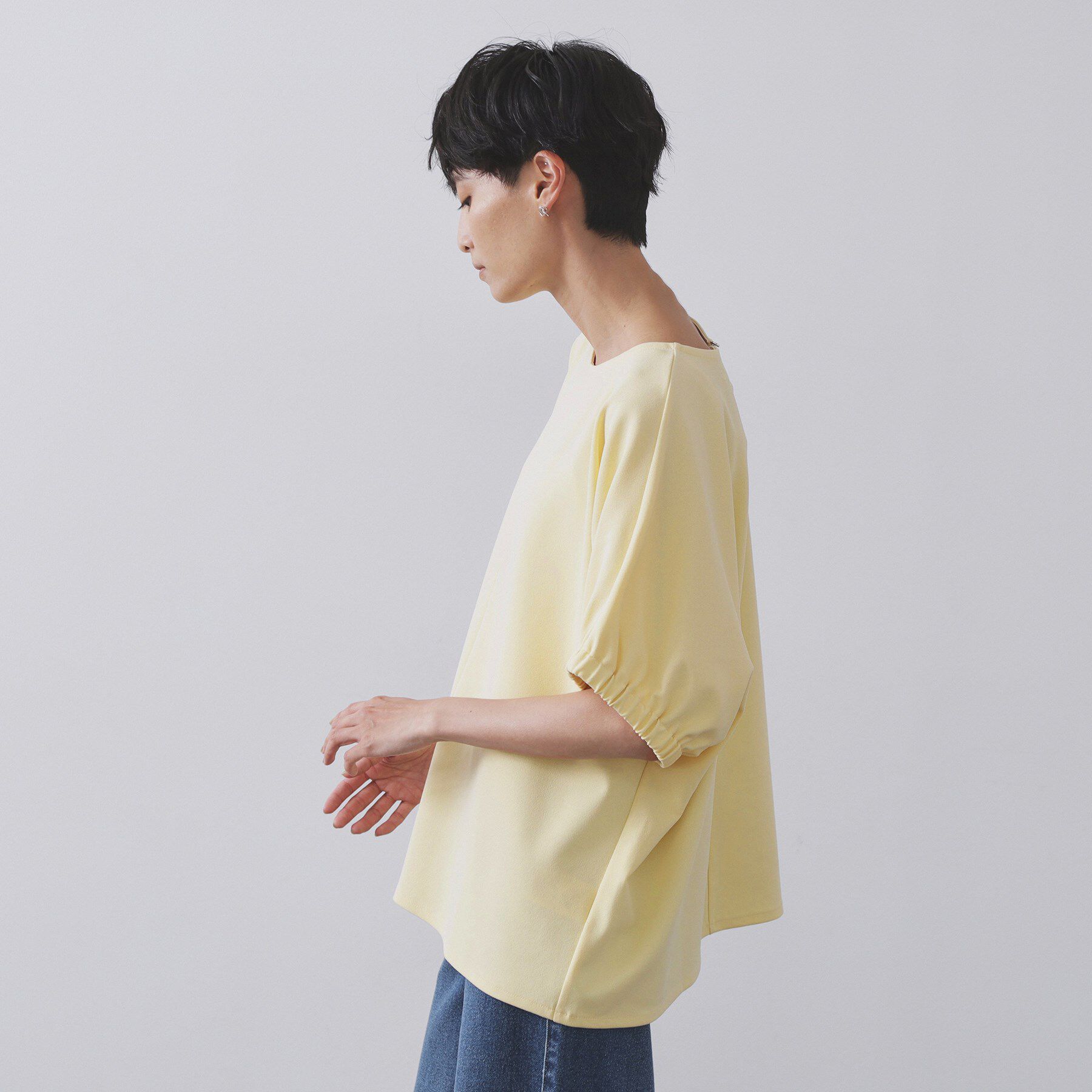 OPAQUE.CLIP「ギャザードルマンスリーブトップス【UV／吸水速乾／洗濯機洗い可】」|Tシャツ・カットソー|