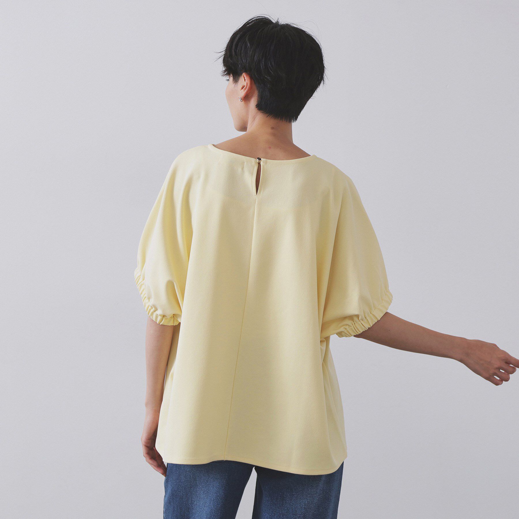 OPAQUE.CLIP「ギャザードルマンスリーブトップス【UV／吸水速乾／洗濯機洗い可】」|Tシャツ・カットソー|