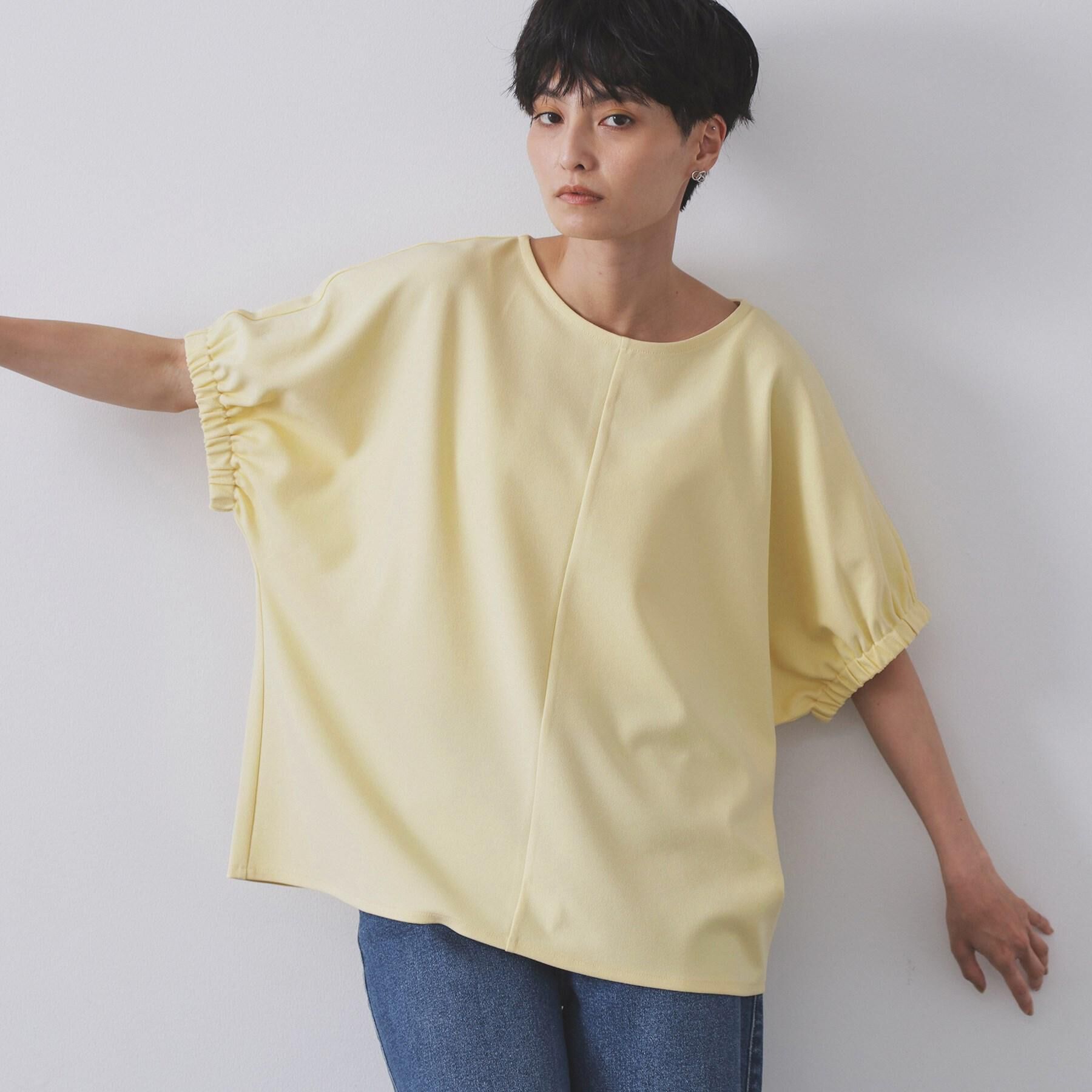 OPAQUE.CLIP「ギャザードルマンスリーブトップス【UV／吸水速乾／洗濯機洗い可】」|Tシャツ・カットソー|