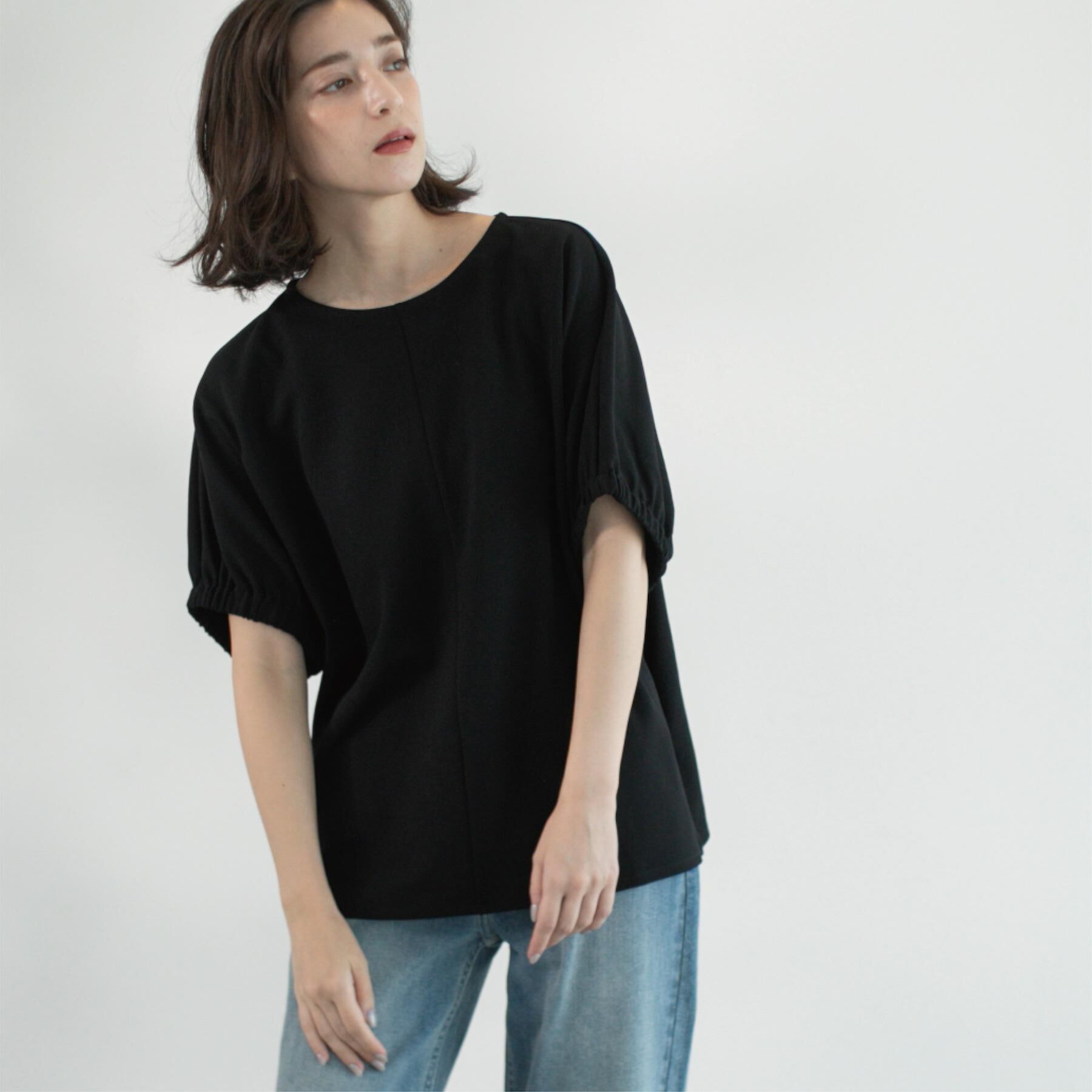 OPAQUE.CLIP「ギャザードルマンスリーブトップス【UV／吸水速乾／洗濯機洗い可】」|Tシャツ・カットソー|