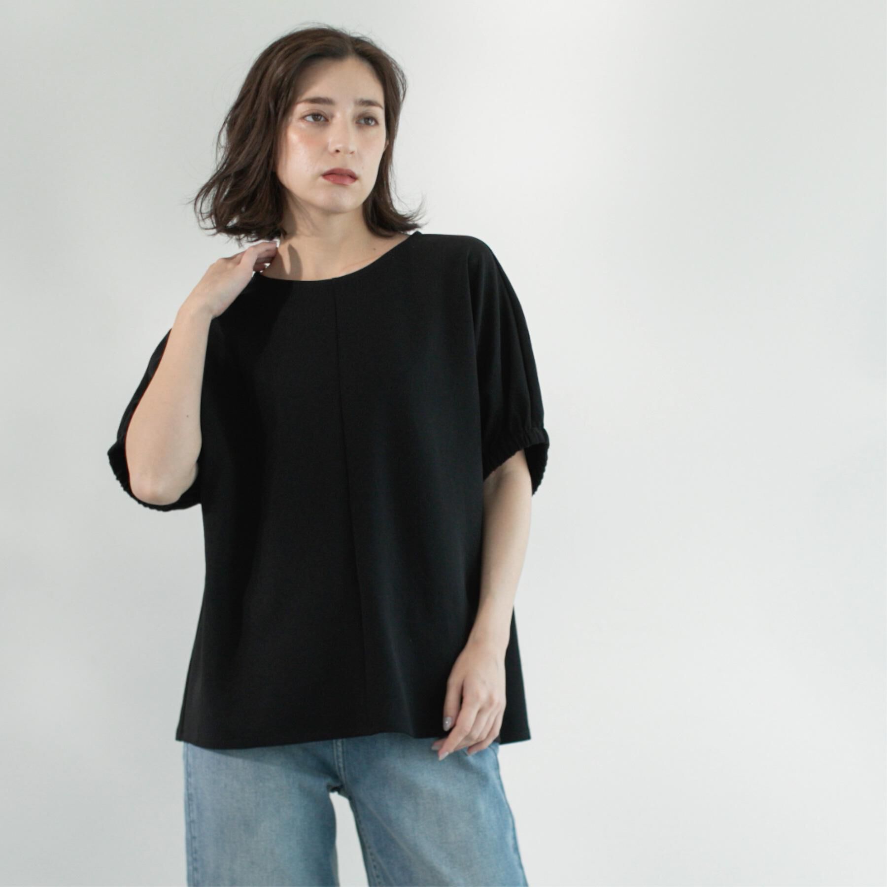 OPAQUE.CLIP「ギャザードルマンスリーブトップス【UV／吸水速乾／洗濯機洗い可】」|Tシャツ・カットソー|
