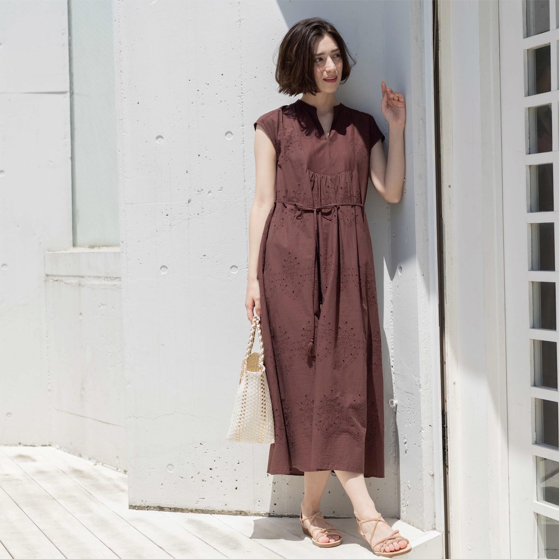 OPAQUE.CLIP「アイレットレース刺繍ワンピース【洗える】」|ワンピース|
