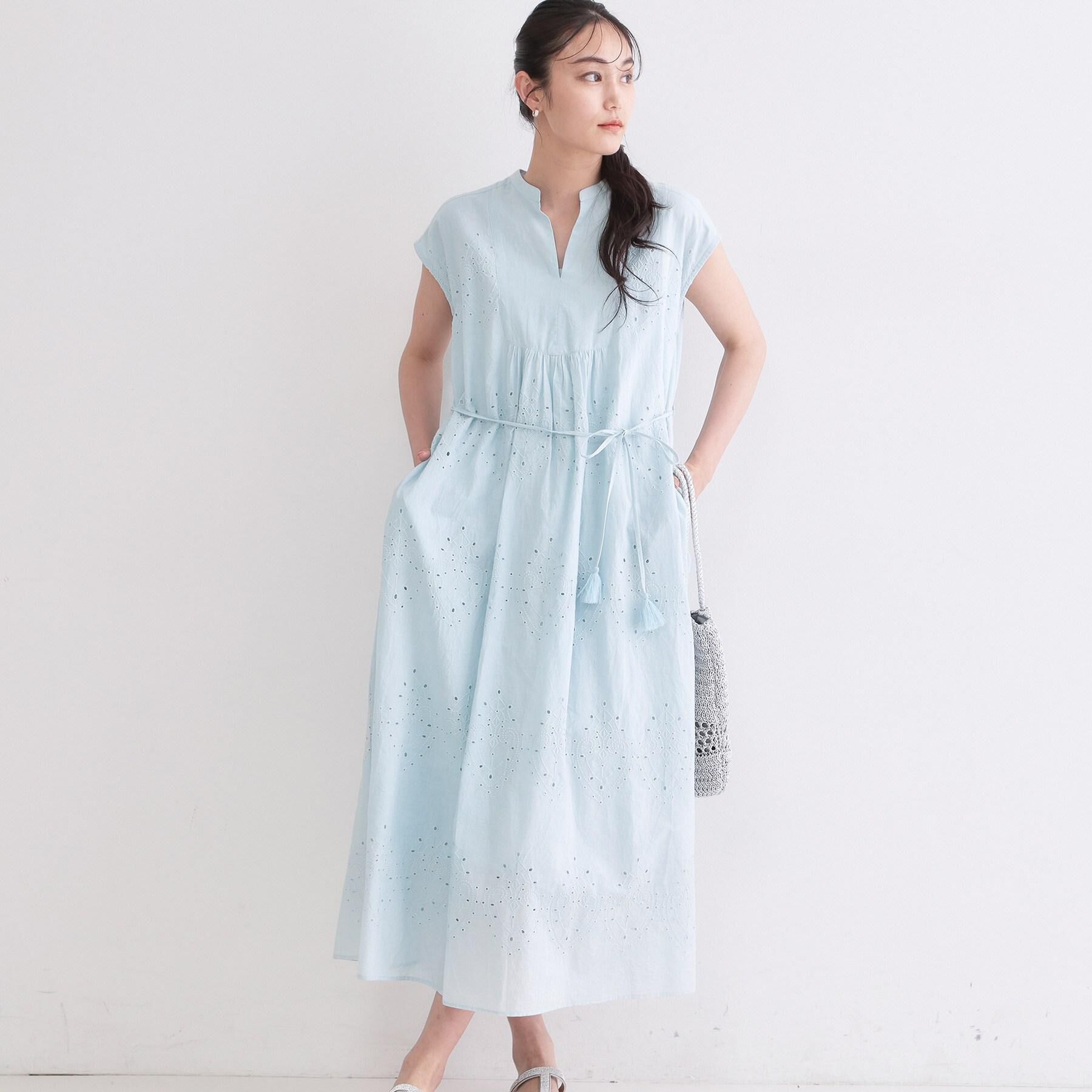 OPAQUE.CLIP「アイレットレース刺繍ワンピース【洗える】」|ワンピース|