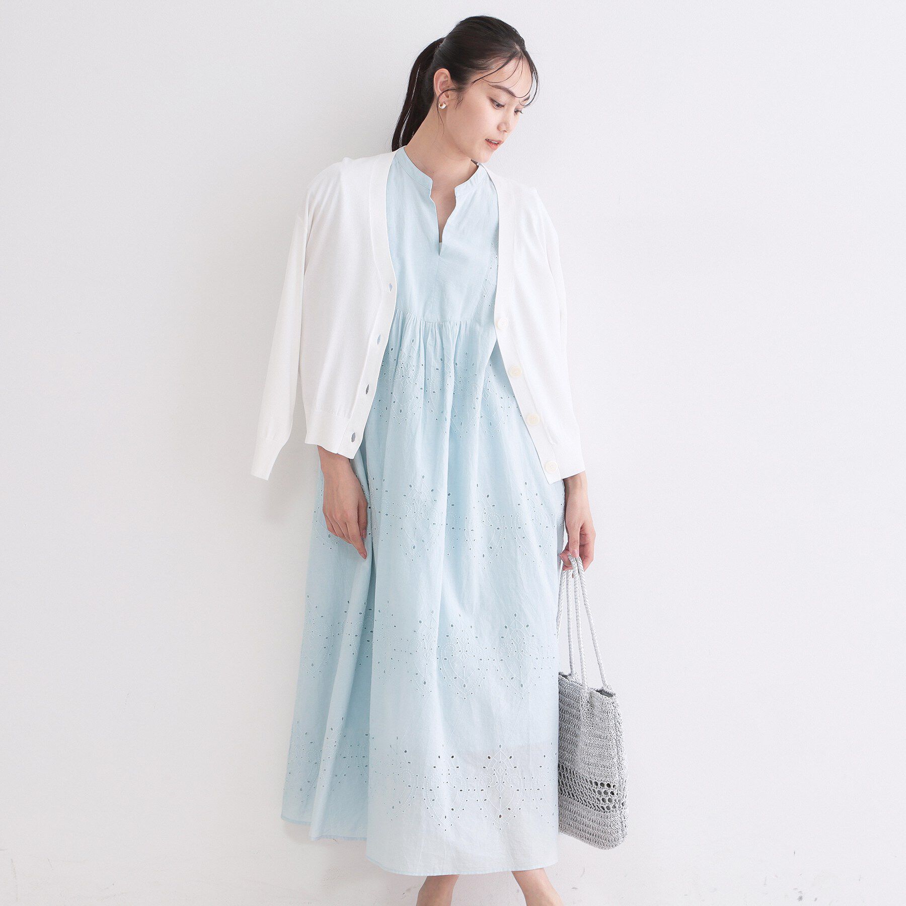 OPAQUE.CLIP「アイレットレース刺繍ワンピース【洗える】」|ワンピース|