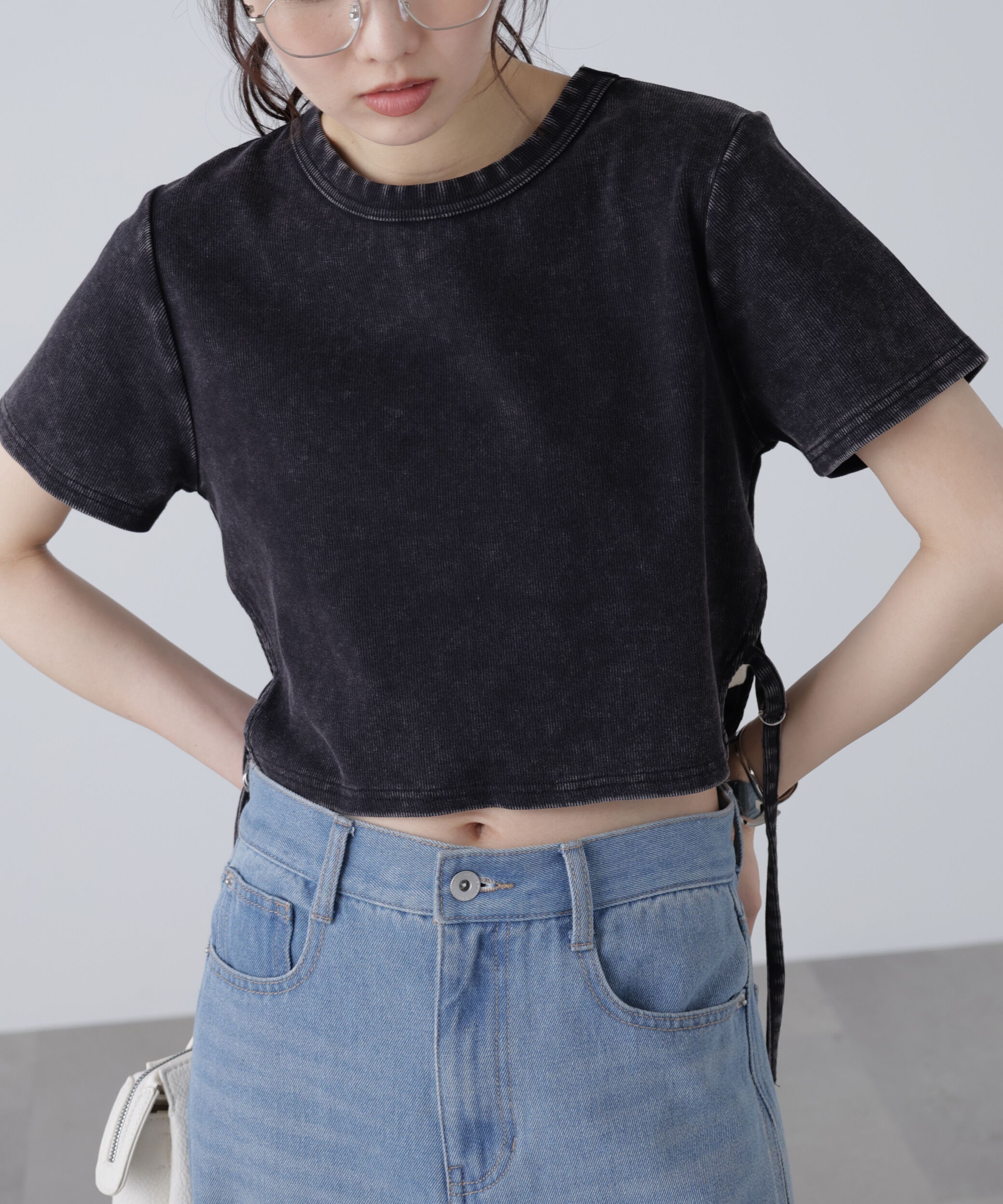  「ヴィンテージ加工サイドベルトＴ」|Tシャツ・カットソー|