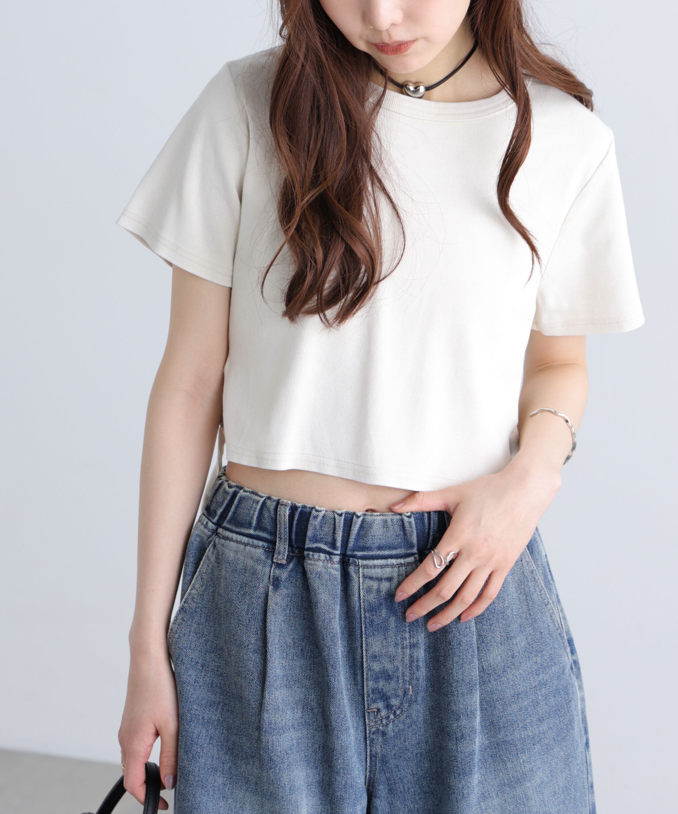  「ヴィンテージ加工サイドベルトＴ」|Tシャツ・カットソー|