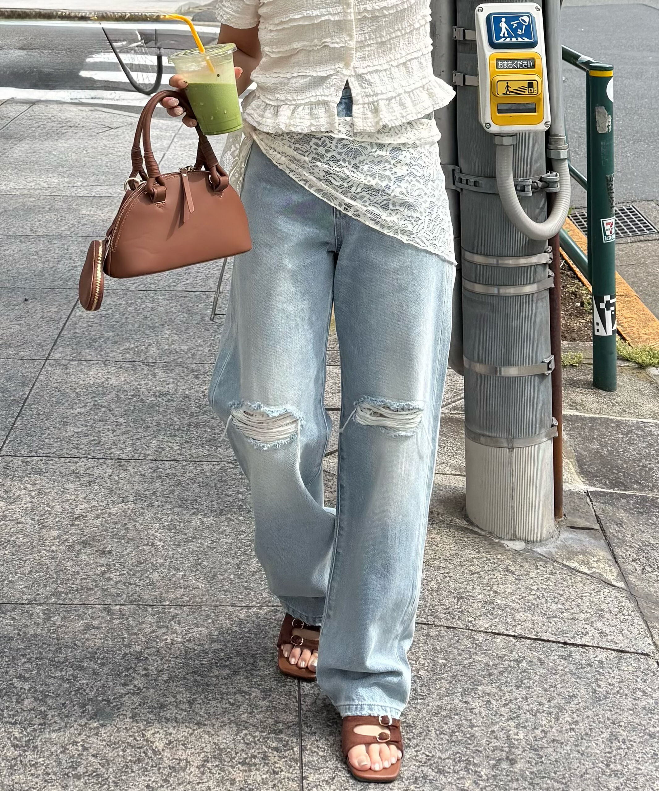  「[低身長サイズ/Sシリーズ]クラッシュレースデニムパンツ」|その他|