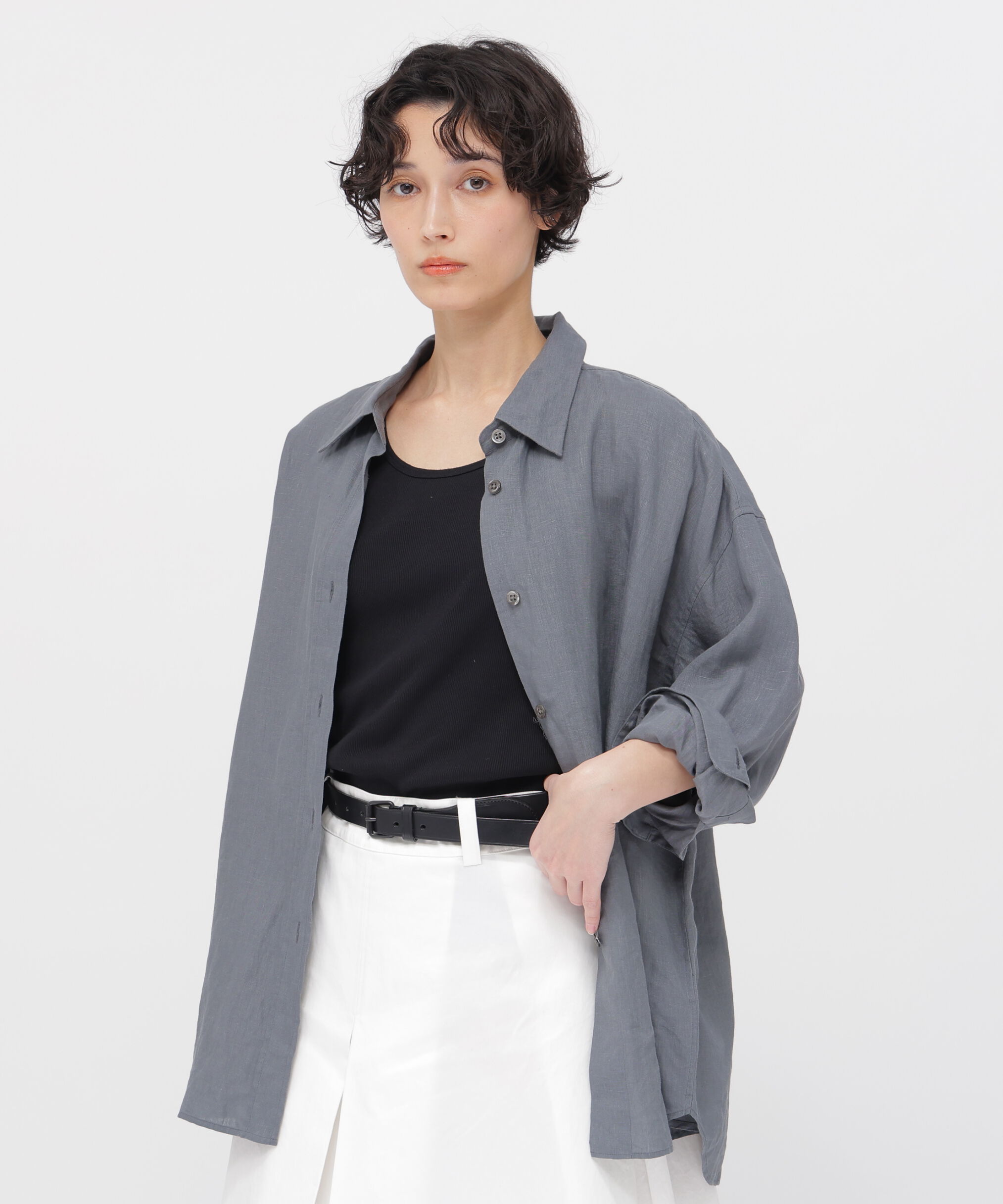  「SHIRTING LINEN SHIRT」|シャツ・ブラウス|CHARCOAL3
