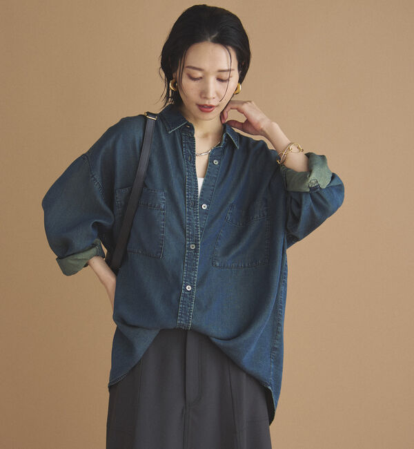Doux archives「ソフトデニム２ＷＡＹシャツ」|シャツ・ブラウス|NAVY
