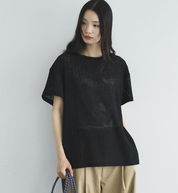 Doux archives「シアーメッシュＴｅｅ」|Tシャツ・カットソー|BLACK