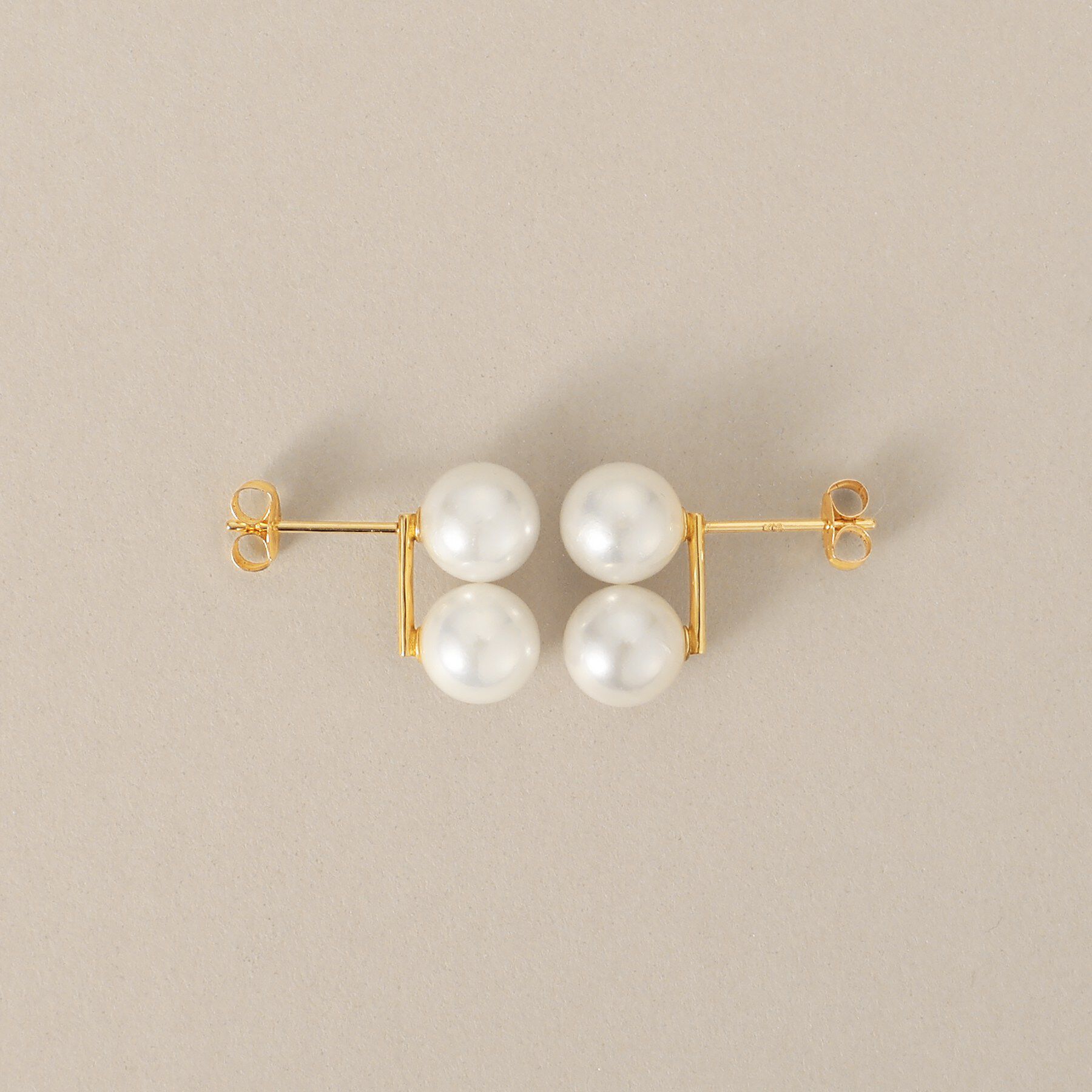 COCOSHNIK「K18アコヤパールダブル スタッドピアス」|ピアス|