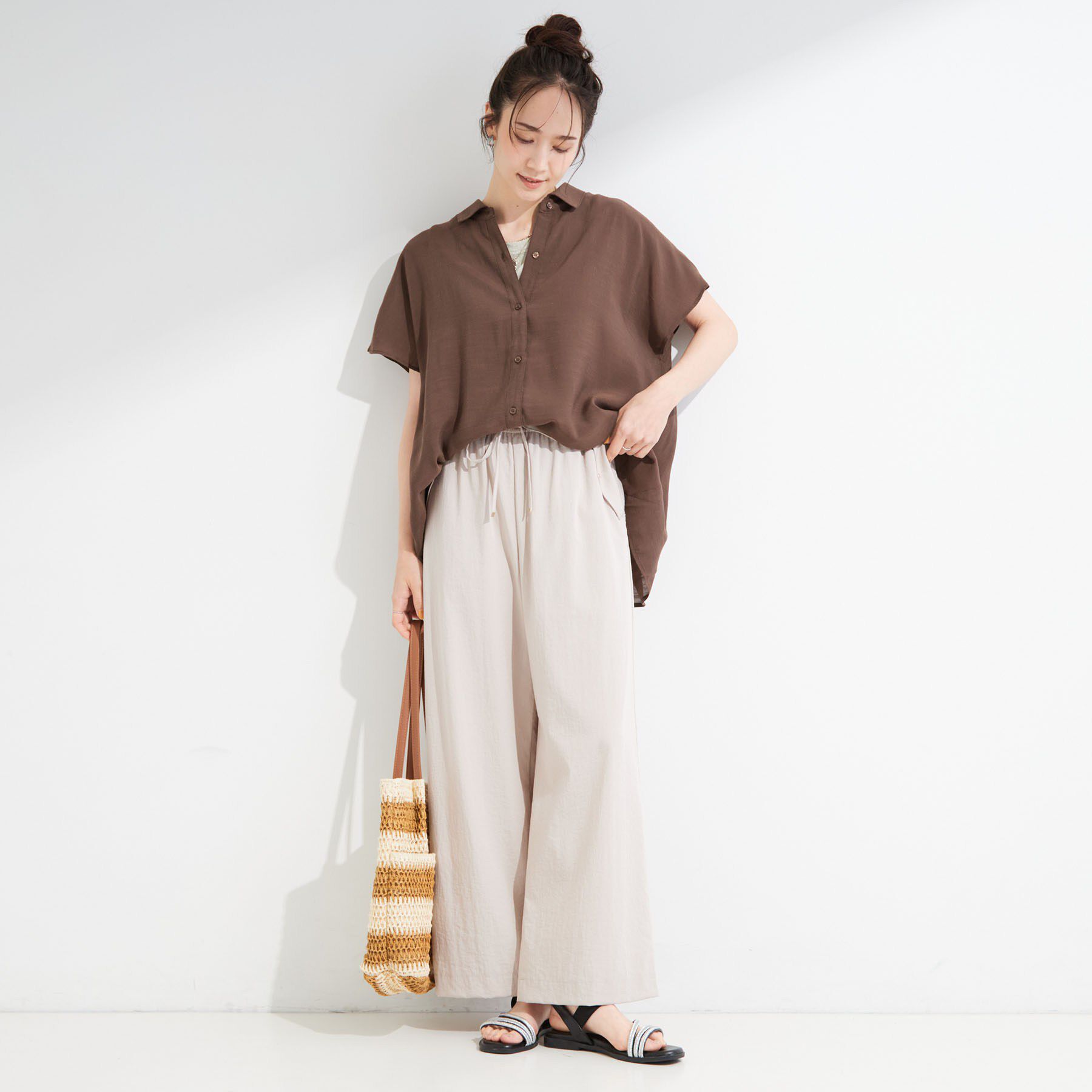 SHOO･LA･RUE「【ひんやり/UV】ほんのりシアーで上品な バックギャザーブラウス」|シャツ・ブラウス|