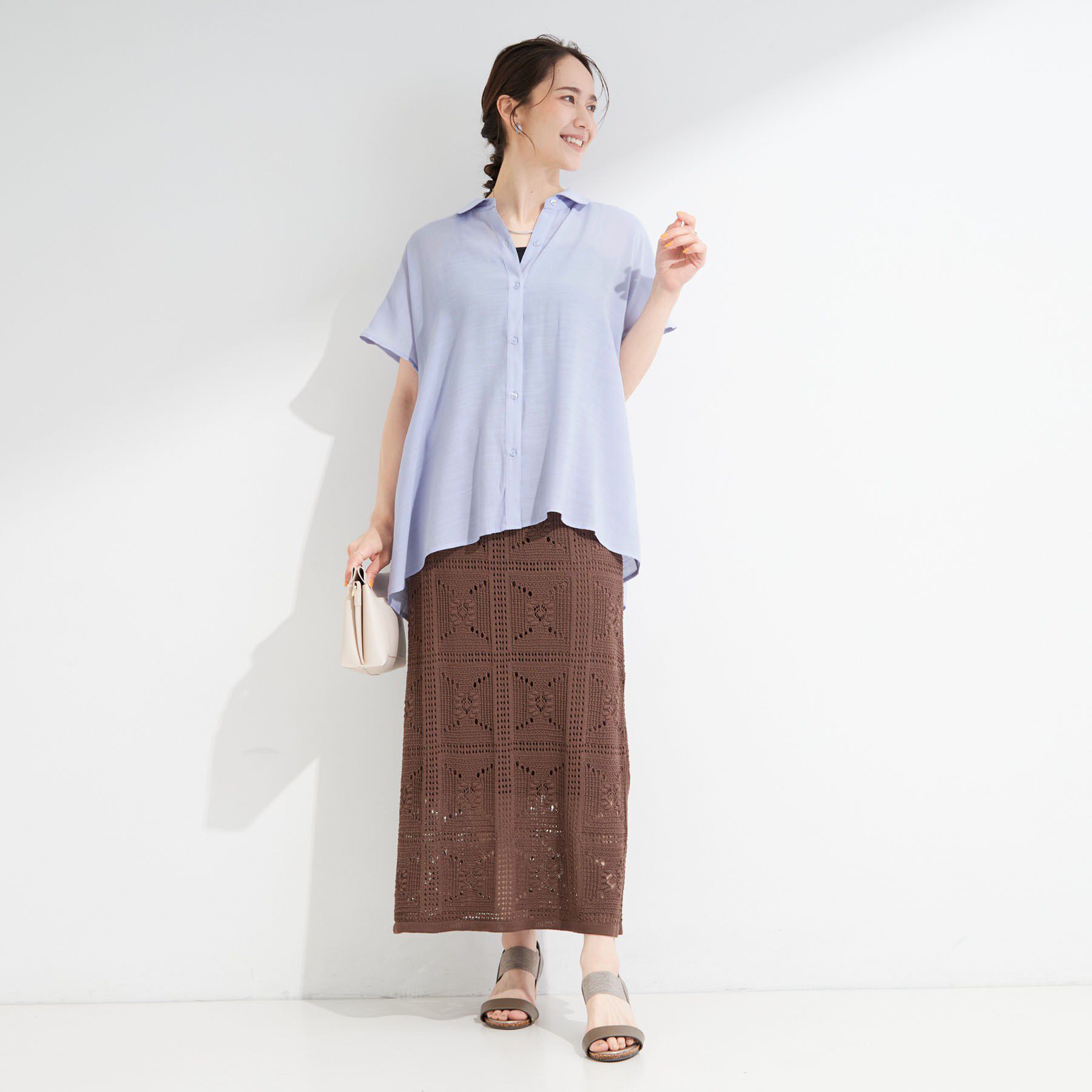 SHOO･LA･RUE「【ひんやり/UV】ほんのりシアーで上品な バックギャザーブラウス」|シャツ・ブラウス|