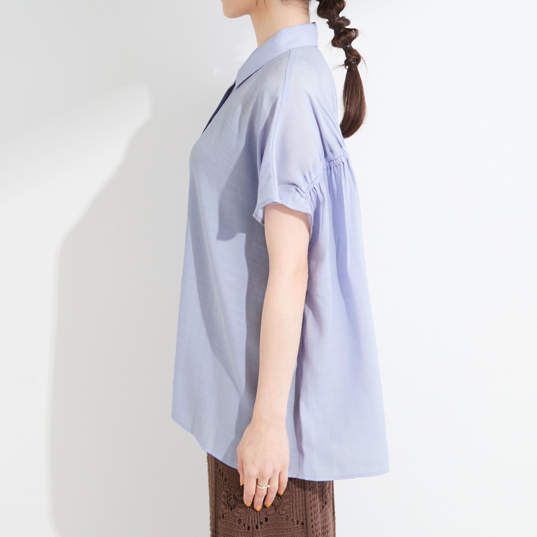 SHOO･LA･RUE「【ひんやり/UV】ほんのりシアーで上品な バックギャザーブラウス」|シャツ・ブラウス|