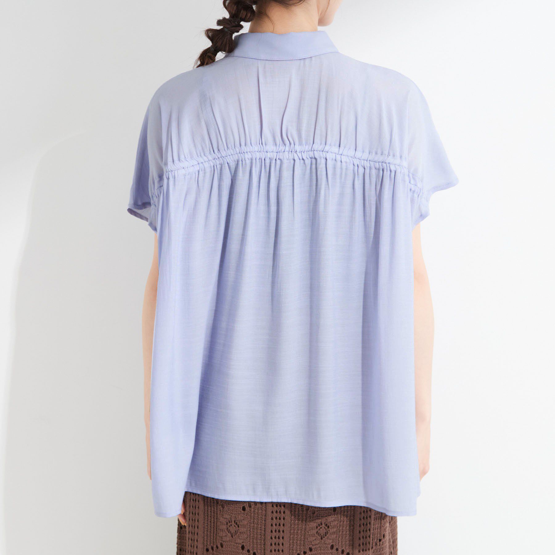 SHOO･LA･RUE「【ひんやり/UV】ほんのりシアーで上品な バックギャザーブラウス」|シャツ・ブラウス|