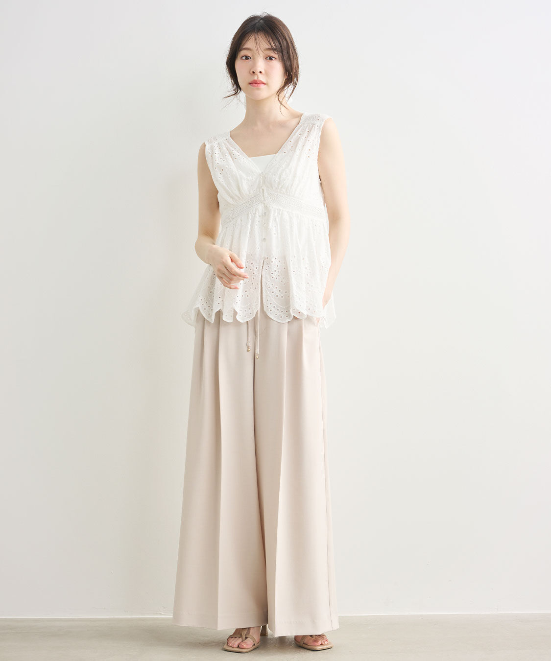 COCO DEAL「リボンベルト付きワイドパンツ」|スラックス|