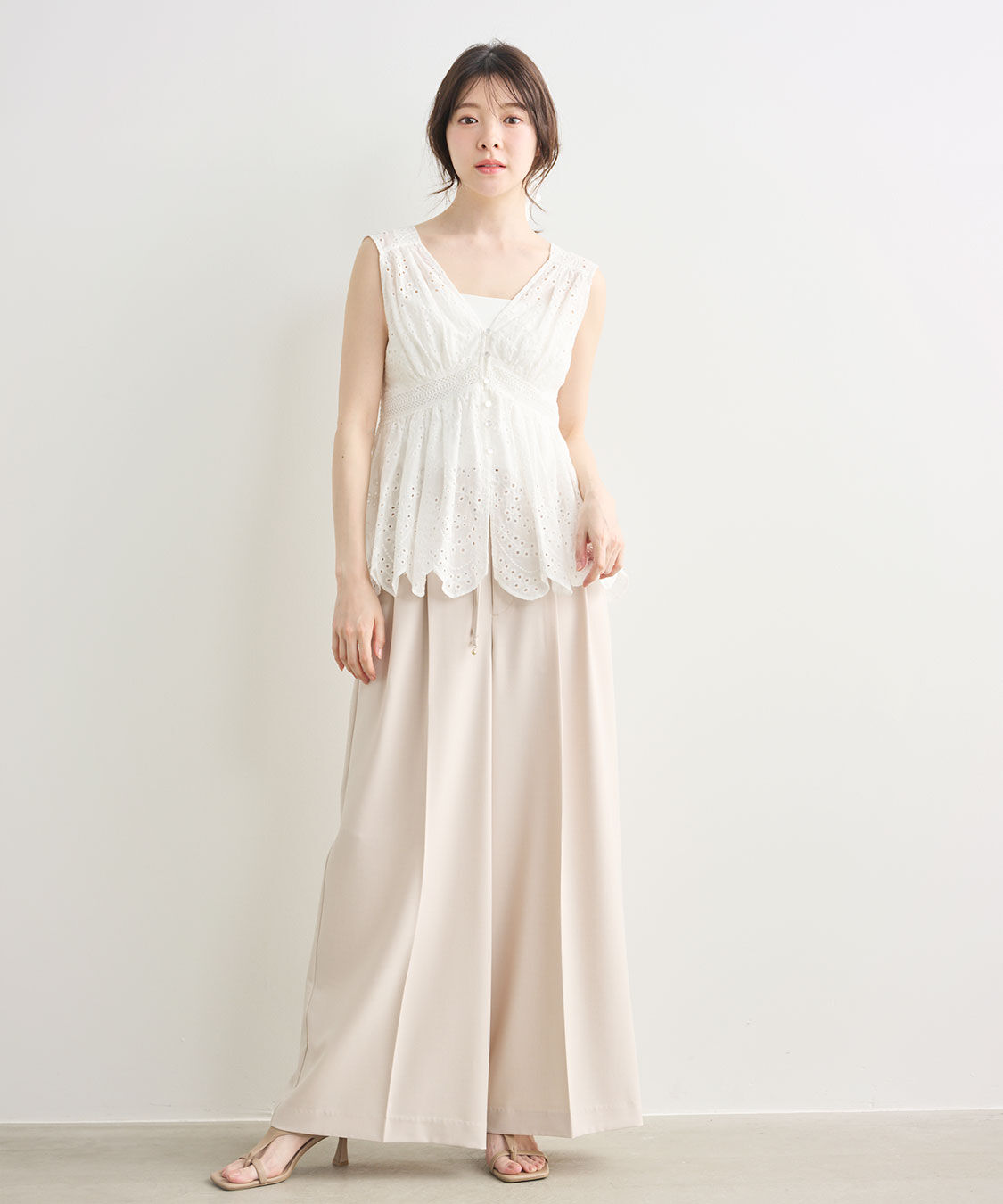 COCO DEAL「リボンベルト付きワイドパンツ」|スラックス|