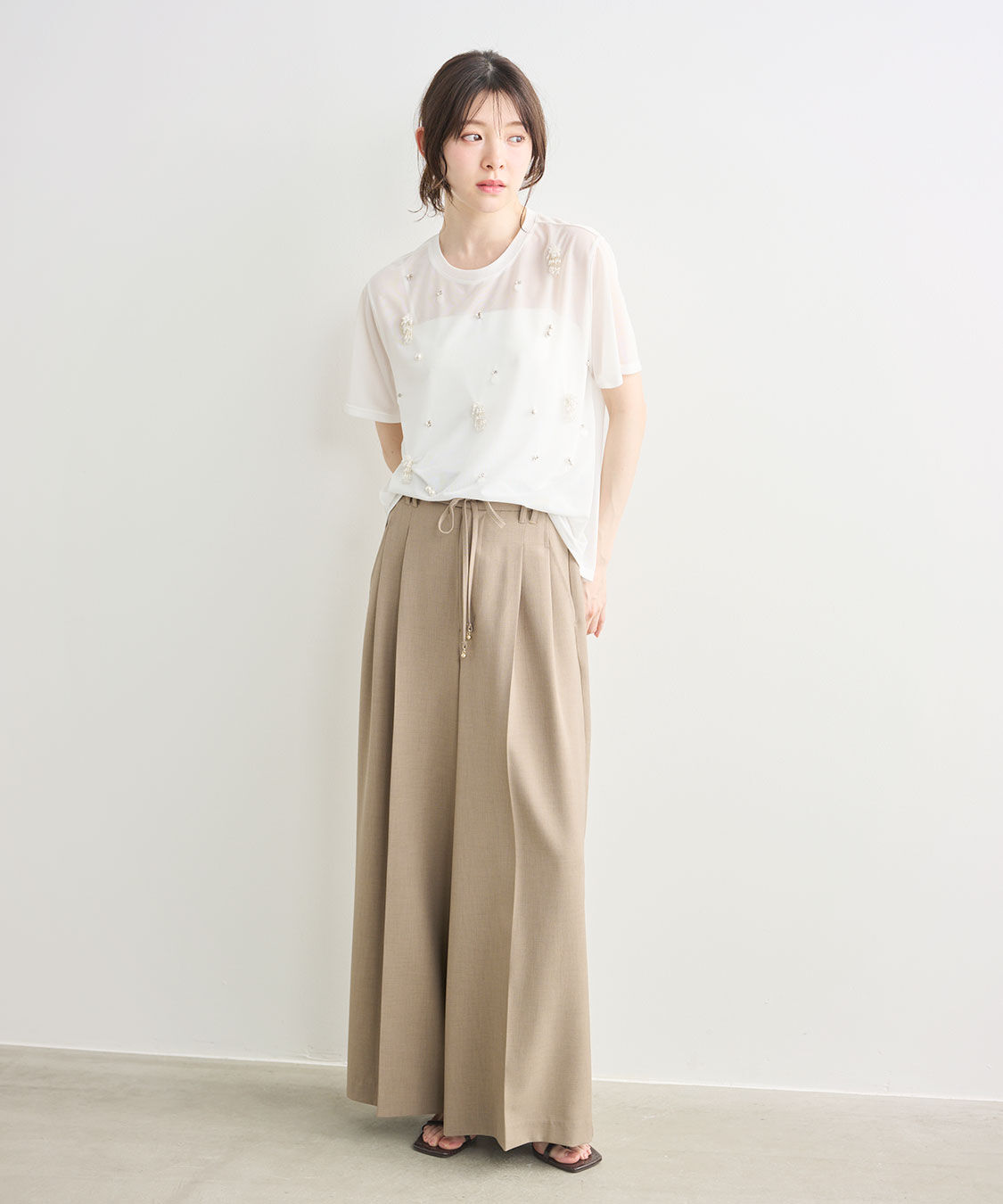 COCO DEAL「リボンベルト付きワイドパンツ」|スラックス|